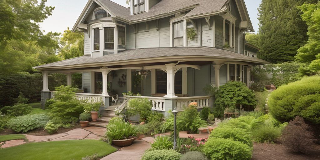 vintage historic home exterior with garden